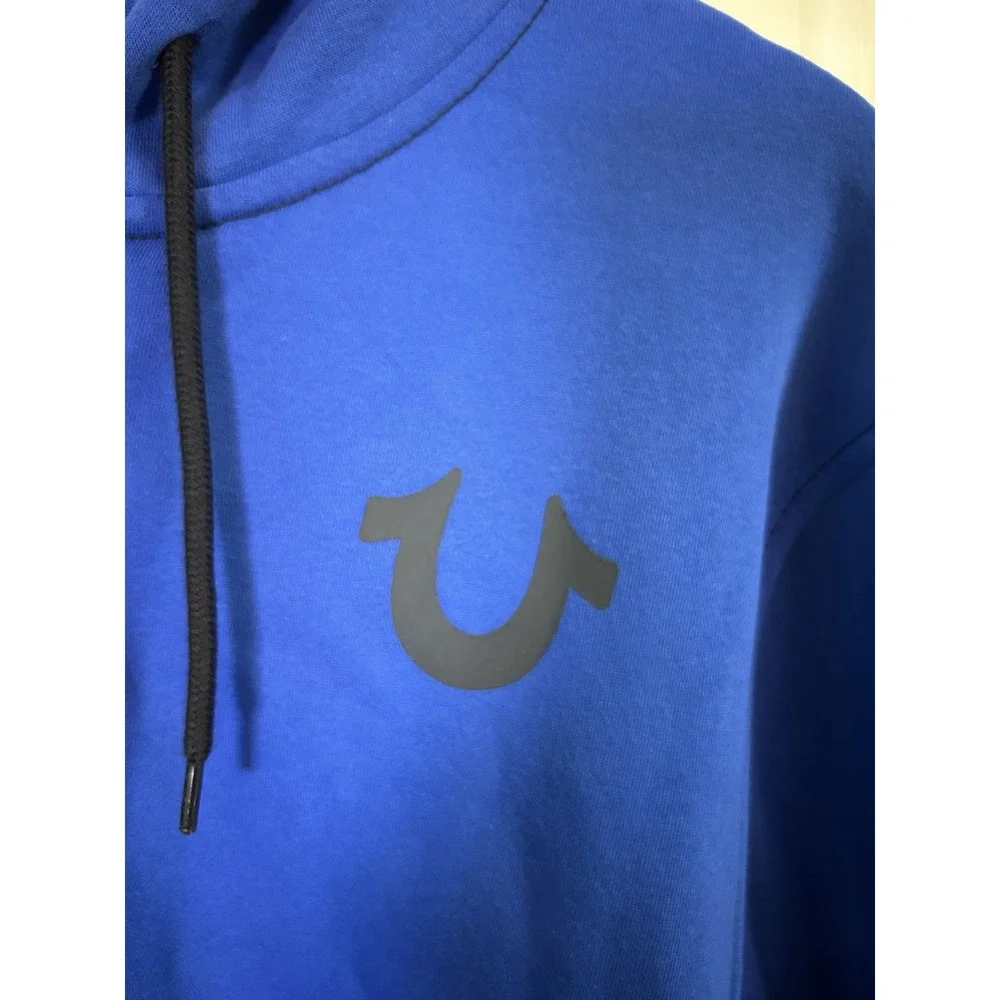 True Religion Men Y2K Surf The Web Contrast TR Zip Hoodie Blue Large Urban NWT